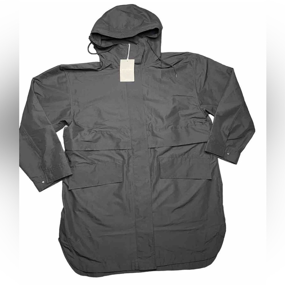 Everlane Womens The Renew Anorak Hooded Raincoat with Flap Pockets Outdoor